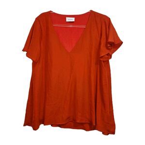 Adrienne Satin V-neck Flutter Sleeve‎ Top Sz. L